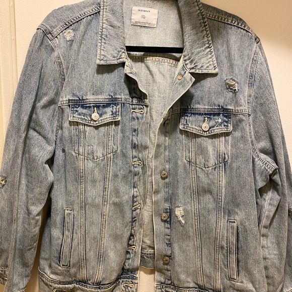 OLD NAVY DISTRESSED DENIM JACKET - Picture 1 of 5